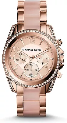Michael Kors MK5943 Blair Rose Gold Blush Acetate Stainless Women's Watch 39mm • $85.49