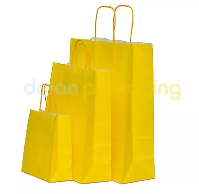 £0.99 • Buy Yellow Paper Bags Twist Handle Party And Gift Carrier / Paper Bags With Handles