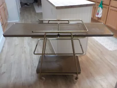 Vintage 3 Tier COSCO Wood Grain Metal Kitchen Serving Cart • $154