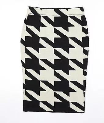 Marks And Spencer Womens Black Geometric Acrylic Straight & Pencil Skirt Size S  • £5