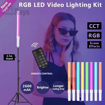 Handheld RGB LED Video Light Wand Stick + Photography Studio Light Stand Tripod • $57.99