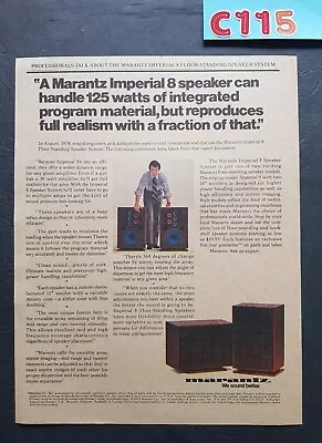 Marantz Imperial 8 Speaker Promo Print Advertisement Vintage 1974 • $7.95