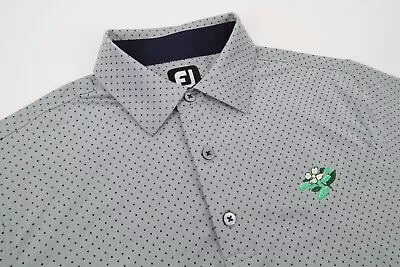 $41.24 • Buy Footjoy Mens Small Gray Polka Dot Golf Performance Geometric Polo Shirt Stretch