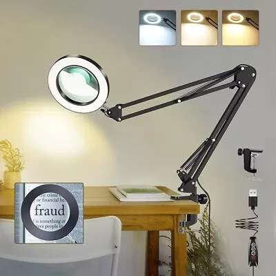 Magnifying Glass With Light And Stand 10X Real Glass 2-In-1 Desk Lamp & Clamp • $30.39