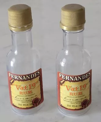 Vintage (2) Fernandes  Vat 19  RUM ~ Liquor Bottles Plastic 50ml Trinidad Travel • $10.99