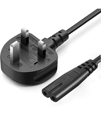 2 Pin Universal UK Plug Power Cord For PS4 PC Monitors Smart TV Monitor • £2.99