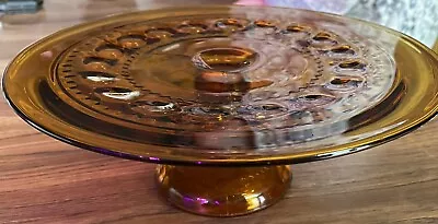 Cake Stand  Vintage Glass Amber Color. 12  &1/2 In. Across And 4 And 1/2 High • $34.99