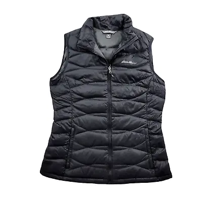 Eddie Bauer Down Puffer Vest Womens Medium Tall Black Quilted • $33.49