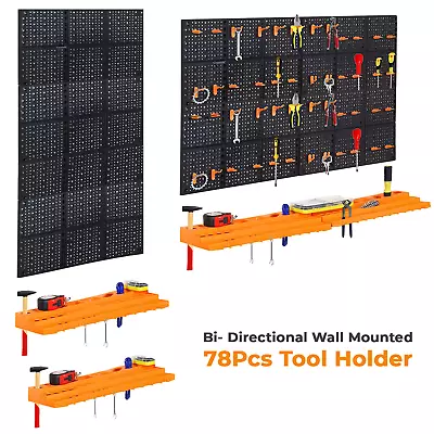 78 Pcs Wall Mountable Tool Organiser Pegboard Garage Tool Rack ORGANISER DIY • £15.85