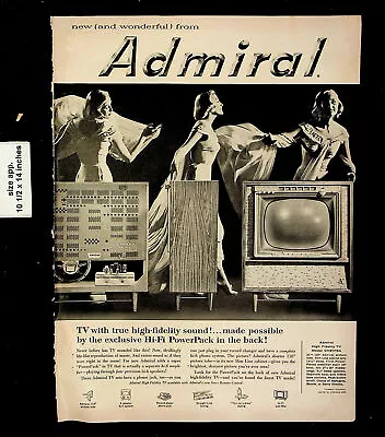 1957 Admiral TV High Fidelity Model Slim Line Cabinet Vintage Print Ad 24751 • $7.48