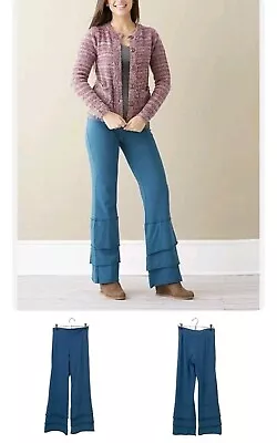 Women's MATILDA JANE Pants Size XS Turquoise Blue Tiered Ruffle EUC! Ladies MJ • $9.99