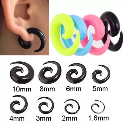 2X Acrylic Spiral Ear Plug Taper Earring Expander Stretcher Assorted Colour Size • $2.24