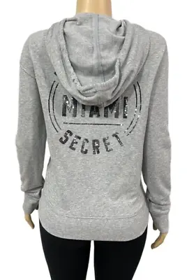 Victorias Secret PINK MIAMI Sequin Logo Sweatshirt Hoodie Small Gray New • $39.99