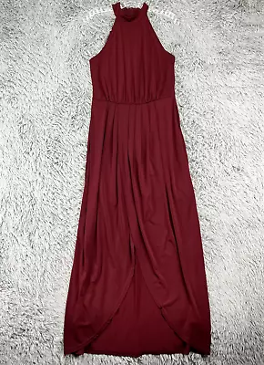 Venus Maxi Dress Women's M Burgundy Halter Front Slit Colorful Pleat • $12.59