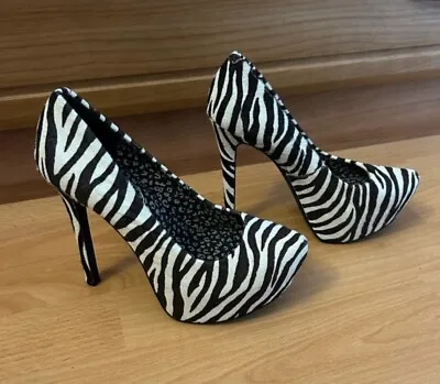 Jessica Simpson Zebra Print Platform High Heels Size 36 (uk Size 3) Great Con • £7