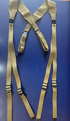 Us Model M-1936 Khaki Combat Suspenders 1942- Fits Large Sizes • $22.50