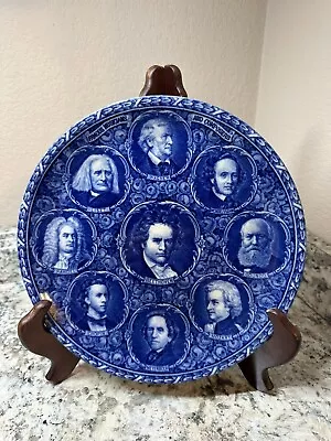 Vintage Rowland Marsellus Flow Blue Famous Composers Commemorative Plate • $49.99