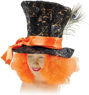 Deluxe Mad Hatter Top Hat Orange Wig Hair Fancy Dress Costume Accessory • £13.45