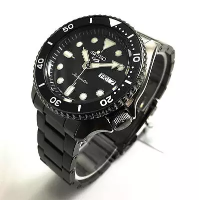 Men's Seiko 5 Diver's Automatic All Black Steel Watch SRPD65K1 SRPD65 • $252.95