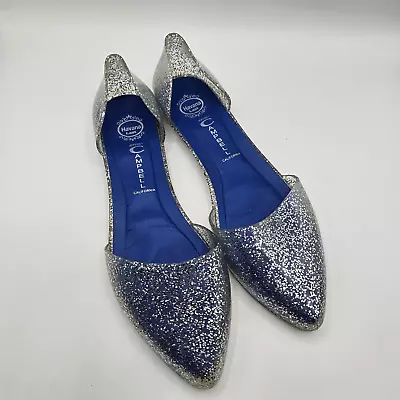 Jeffrey Campbell Womens Jelly Love D'Orsay Flats Size 10 Silver Glitter Retro • $25