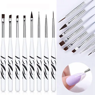 8X Painting Liner Brush Gel Polish Precision Nail Art Thin Drawing Pen Manicure • £2.92