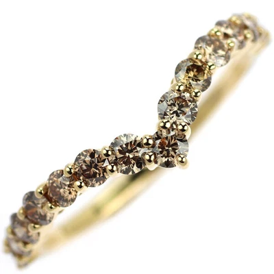 $657 • Buy GSTV K18YG H＆C Diamond Ring 0.90ct V Shape - Auth Free Shipping From Japan-
