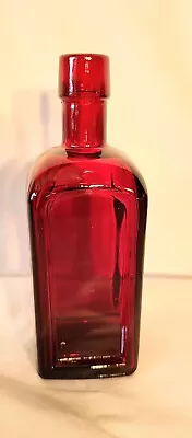 Vtg Wheaton Glass Co. Millville NJ Ruby Red Square Sided Glass Bottle 5.5  Tall  • $13.99