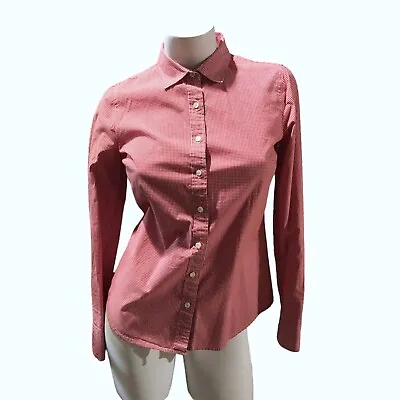 J Crew Red Gingham Check Shirt Womens S Long Sleeve Plaid Button Stretch Perfect • $26.25