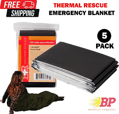 Ever Ready Emergency Rescue Space Thermal Mylar Blankets 52  X 84  - 5 Pack • $8.99