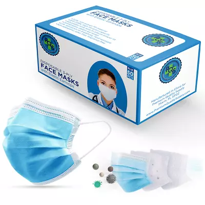 3-Ply Face Mask Blue - Premium Breathable Hypoallergenic - Wholesale Up To 10k • $280.05