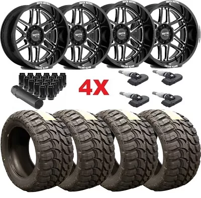 Black Milled Wheels Rims 33 12.50 22 Tires Mud Gmc Sierra Silverado 1500 • $2695