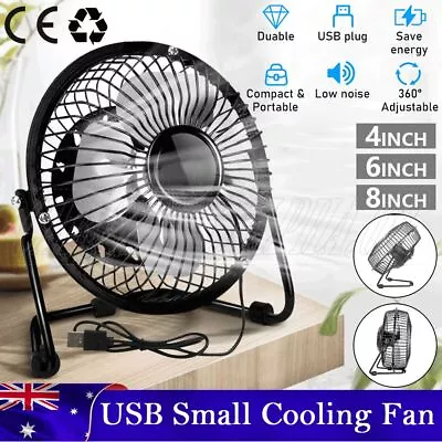 $11.99 • Buy 4inch / 6inch / 8inch Portable Mini USB Small Cooling Fan Desk Desktop Cooler AU