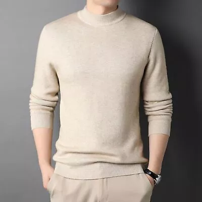 Mens Winter Warm Fleece Pullover Top Turtle High Neck Hoodies Sweater Knitwear • $37.44