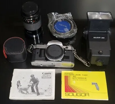 CANON AE-1 PROGRAM 35MM CAMERA VIVITAR SERIES 1 28-90mm F/2.8-3.5 MACRO LENS • $199