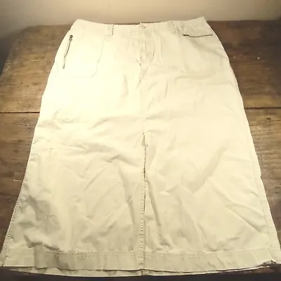 Venezia Women's Sz 24 Long Skirt 100% Cotton Modest Beige Pockets • $19.99