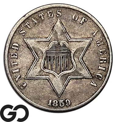 1859 Three Cent Silver Piece AU • $66