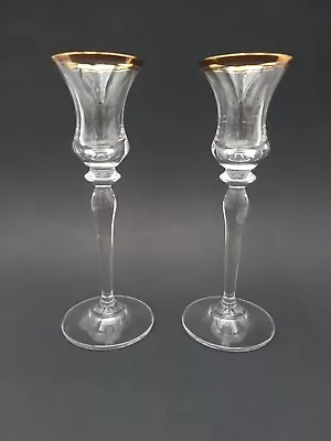 Lot Of 2 Mikasa Jamestown Gold Rimmed 8  Candle Holders Candlestick Pair Vintage • $17.99