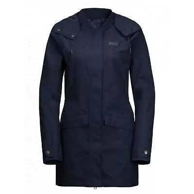 Jack Wolfskin Womens Rocky River Coat Hooded Jacket Navy 1111221 1910 • £59.99