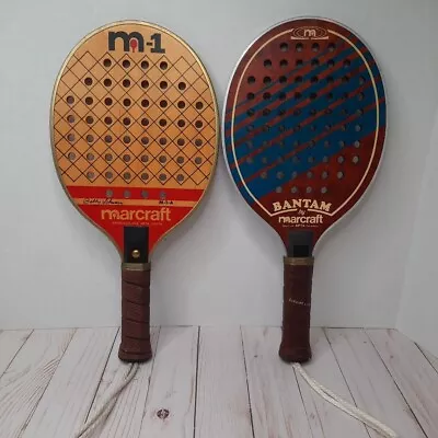 Set Vintage Bantam Marcraft Paddle Ball Racquet APTA Wooden • $29.99