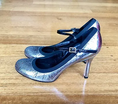 Kate Spade New York Silver Leather High Heeled Mary Jane Shoes Size 8.5B/39 • $75