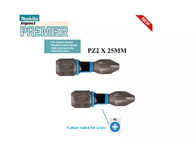 Makita Impact Premier Bits Impact Drill Driver Pozi Screwdriver Bits PZ2 X 25MM • £5.65