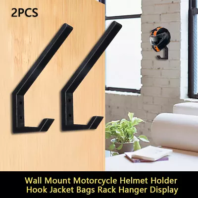 2Pcs Motorcycle Helmet Hanger Hat Bags Holder Wall Mount Display Rack Hook • $5.04