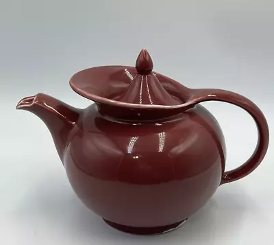 Vintage Hall Teapot WIndshield Style Maroon With Lid 6 Cup • $22.99