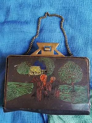 £34.99 • Buy Rare C1920s Art Deco Japanese Purse Bag Equestrian Hunt Scene With Riders & Dogs