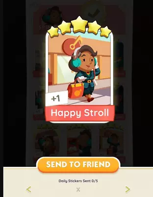 Happy Stroll Sticker | Monopoly Go 5 Star Stickers ⭐ ⭐ ⭐ ⭐ ⭐ Fast Send ⭐ • $5.48