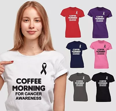 Coffee Morning Donation Macmillan Worlds Ladies Tee Top Cancer Charity T-shirt • £8.99