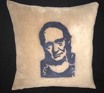 Custom WILLIE NELSON Country Legend TAN Soft Velvet Cotton 18X18 PILLOW • $60