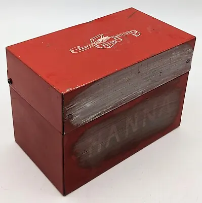 Vintage Red Metal Recipe Box Tested Recipe Institute Distressed • $4.95
