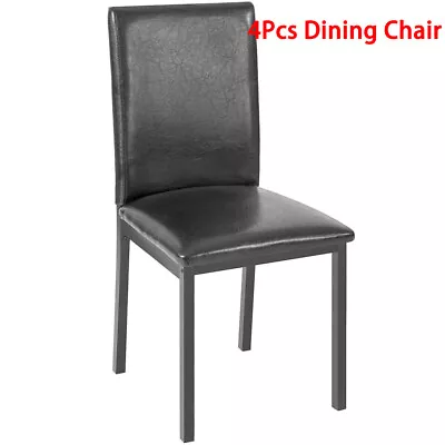 5Pcs Dining Set Kitchen Room Table Set Dining Table And 4 Leather Chairs Black • $189