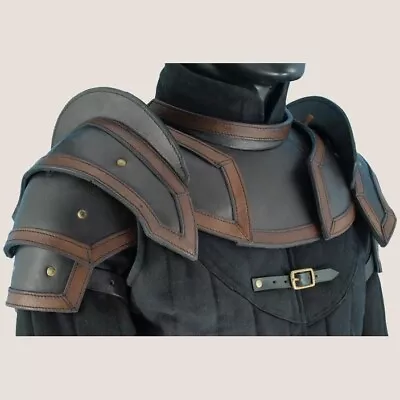 Retro Leather Larp Medieval Knight Spaulders & Shoulder Set Viking SCA • $150.31